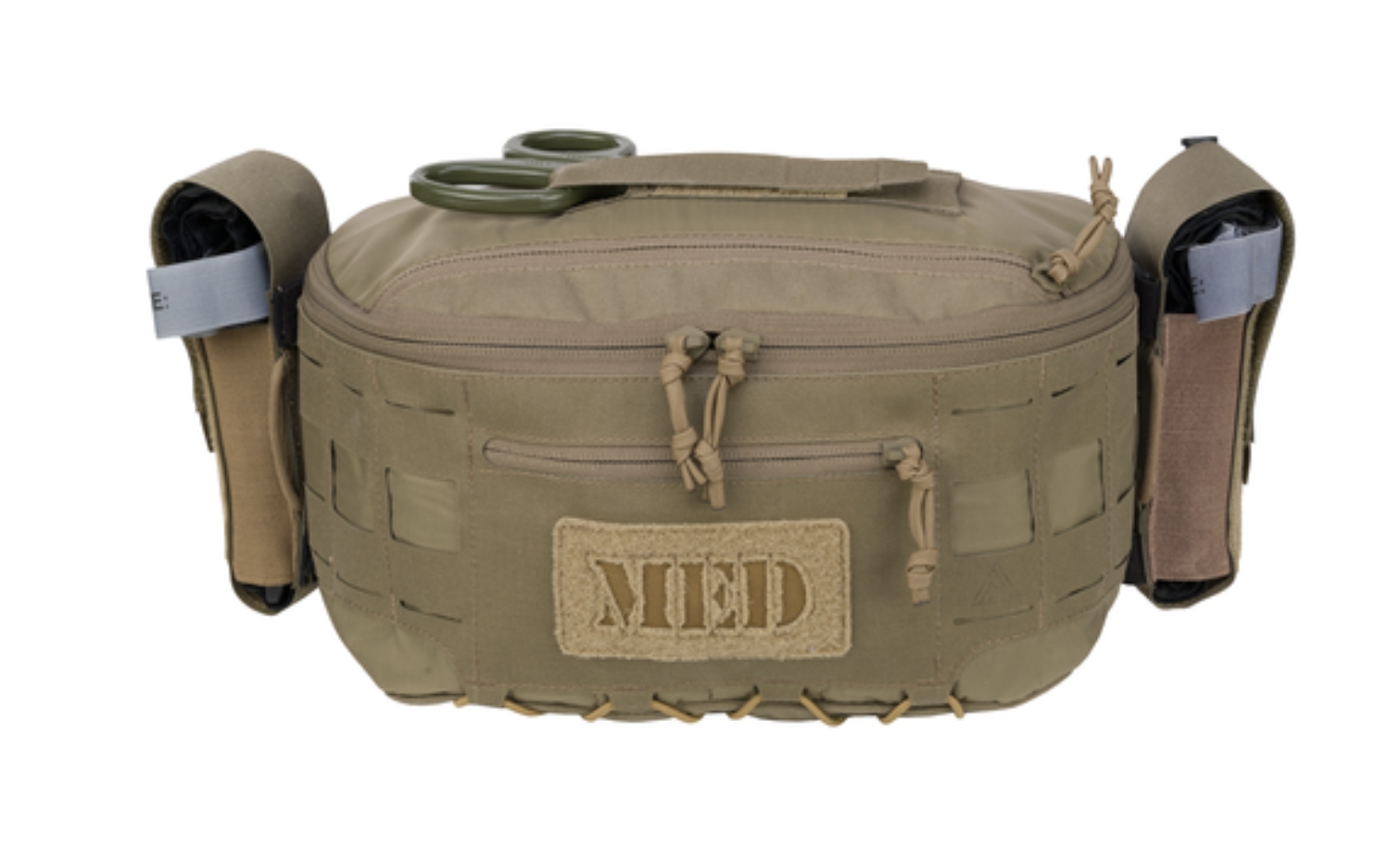 Lysander MED Waist Bag - Coyote Brown Lysander MED Waist Bag in Coyote Brown with two external tourniquet pouches attached