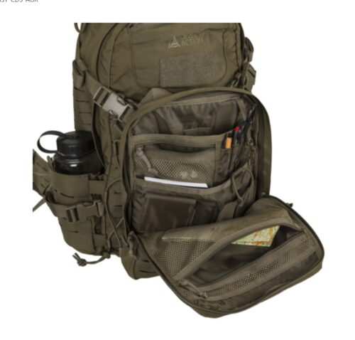 Ghost MkII Backpack with front admin compartment fully open showing mesh pockets, organisers, and gear storage