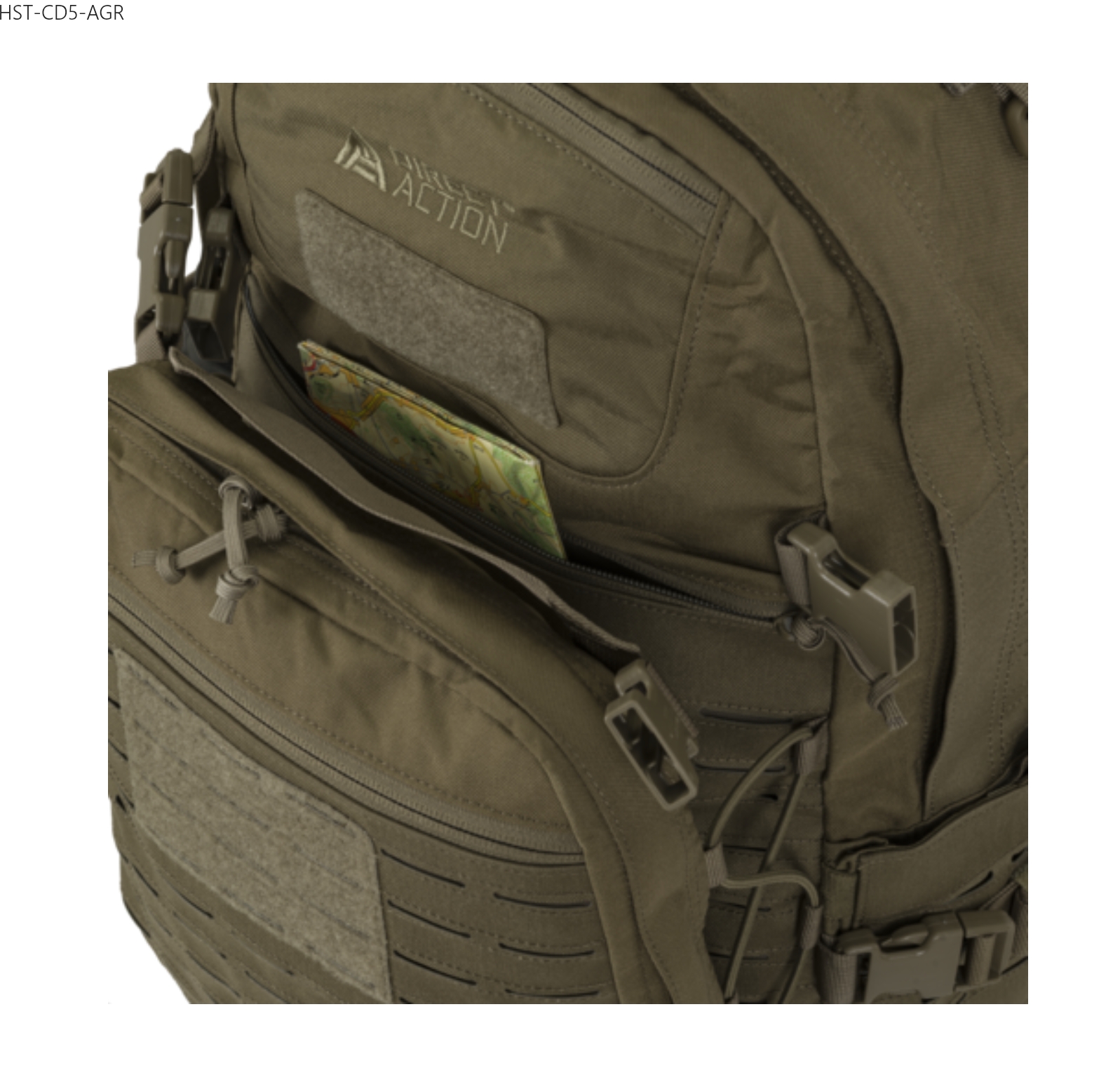 Ghost MkII Backpack – Admin Pocket Close-Up Ghost MkII Backpack with admin pocket unzipped, showing map stored inside