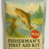 Fisherman’s First Aid Kit Plus in a waterproof resealable bag, includes Axiostat for bleeding control in outdoor emergencies